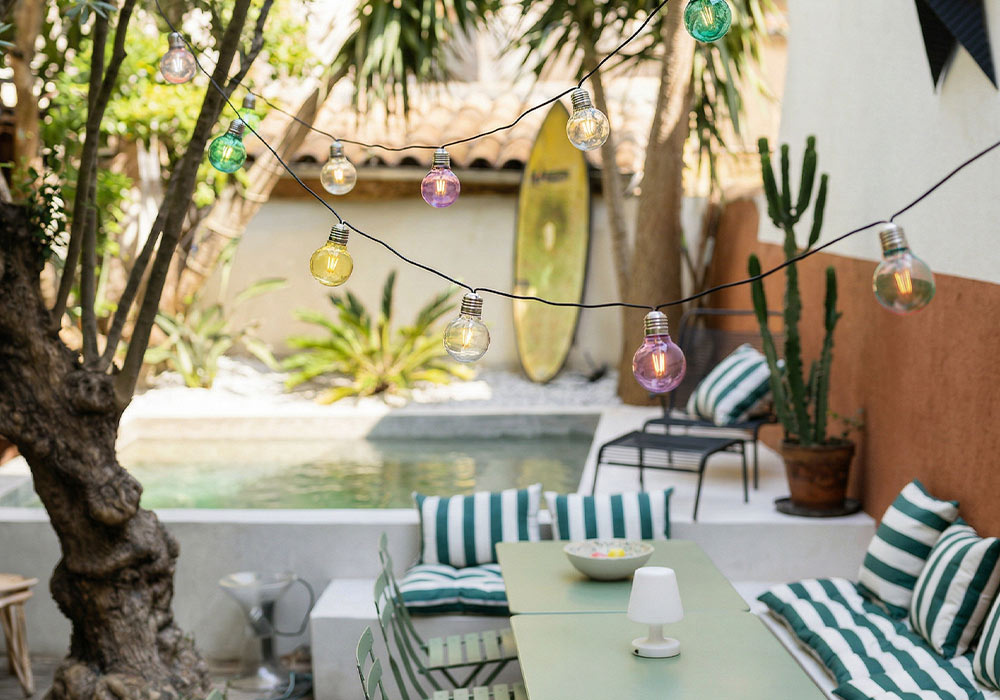 Guirnalda solar 10 bombillas color para jardín OLEA-ambiente