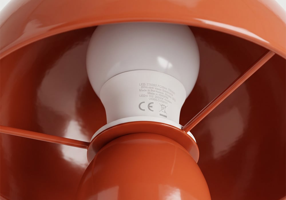Lámpara sobremesa metálica SETA rojo vista superior