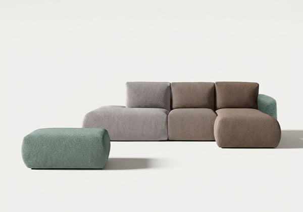 Sofá modular terminal con módulo, chaiselongue y puf TINA Sofá modular terminal con módulo, chaiselongue y puf TINA