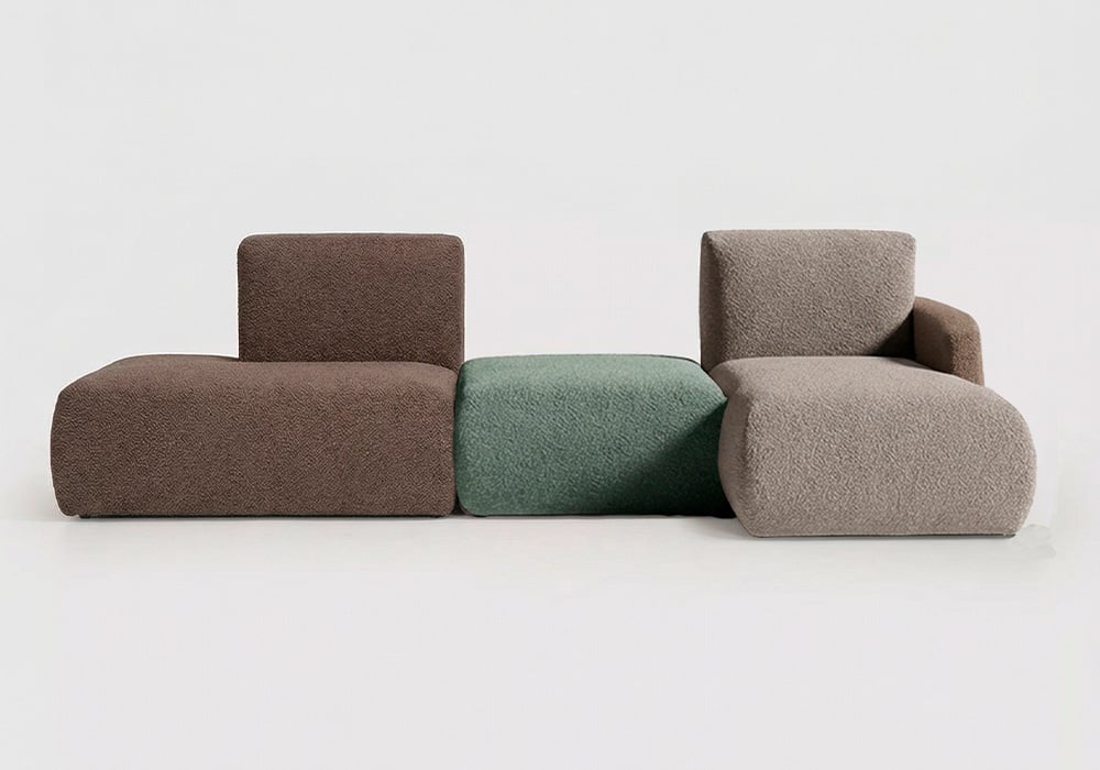 Sofá modular terminal con chaiselongue y puf TINA