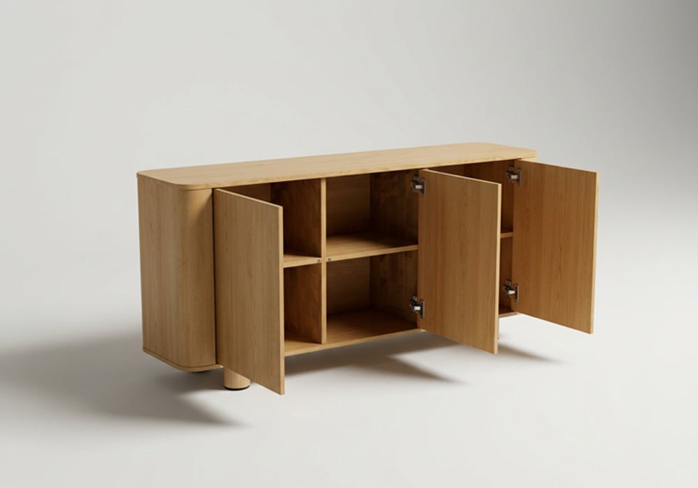 Sideboard 3 portas terminando em carvalho