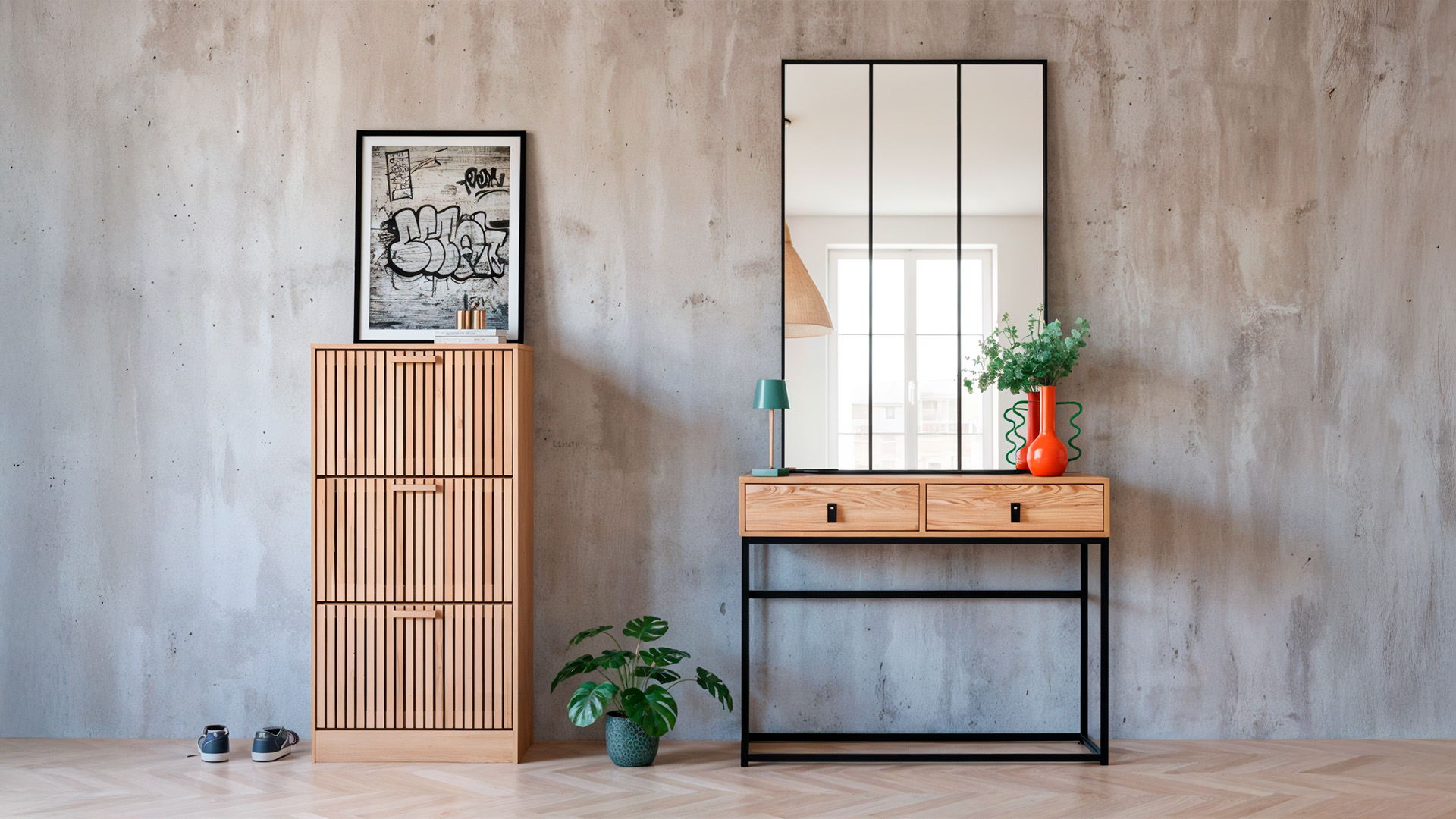 Consola HELSINKI + Zapatero nórdico GARDEN