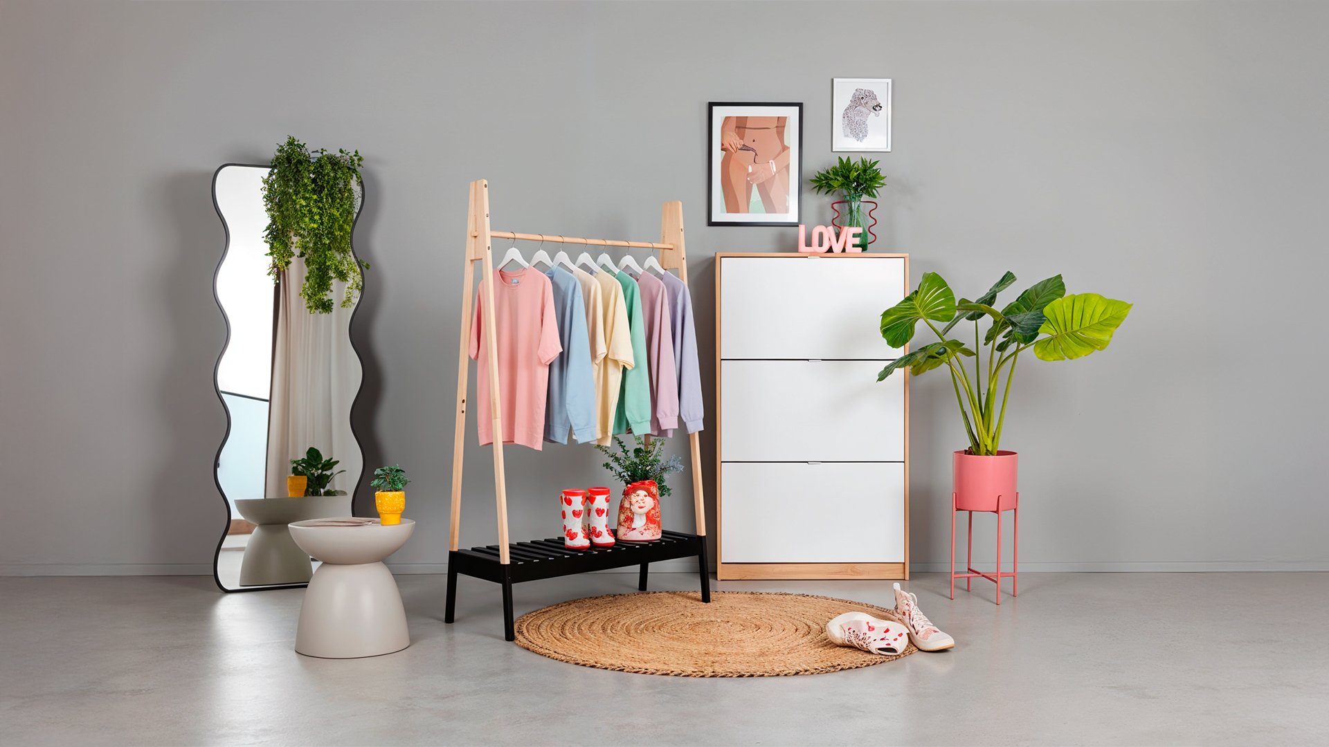 Perchero de madera LUA + Zapatero 3 puertas MACK