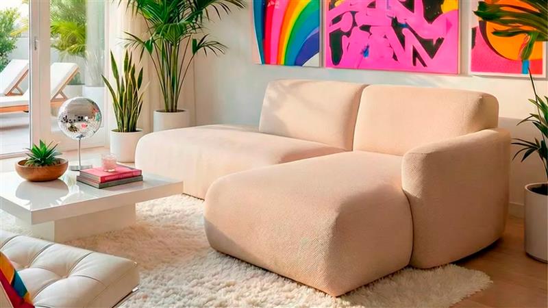 Sofa modular terminal con chaiselongue TINA