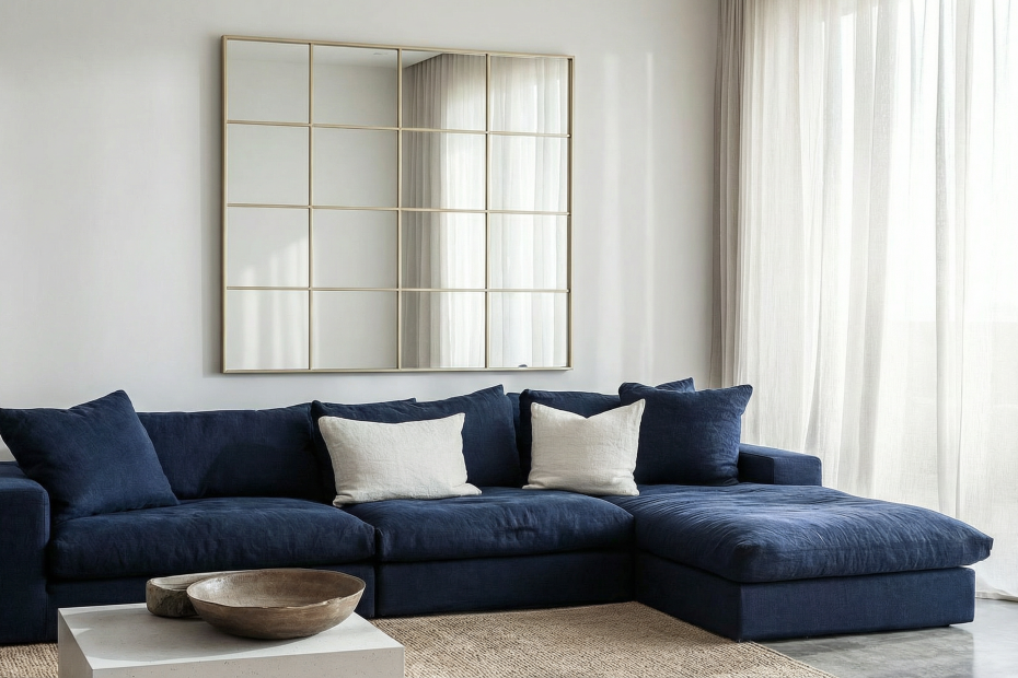 Salón moderno y juvenil con Espejo de ventana TEKO