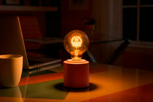 lámapara de mesa pequeña con cara de smile