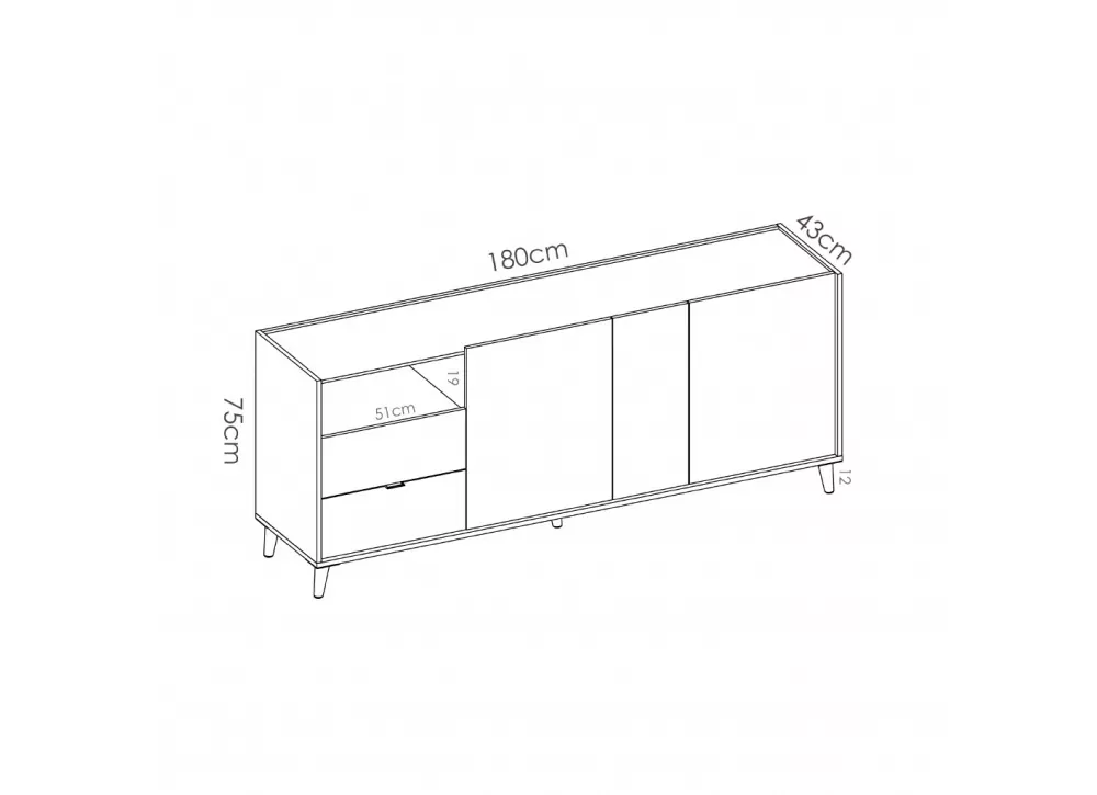 APARADOR 3 PUERTAS Y 2 CAJONES OVAN