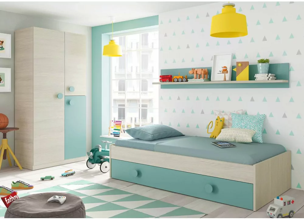 CAMA DOBLE JUVENIL Y ESTANTE DE PARED FREEMAN CAMA DOBLE JUVENIL Y ESTANTE DE PARED FREEMAN