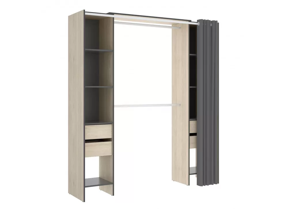 VESTIDOR ARMARIO CON 4 CAJONES Y CORTINA DUAL VESTIDOR ARMARIO CON 4 CAJONES Y CORTINA DUAL