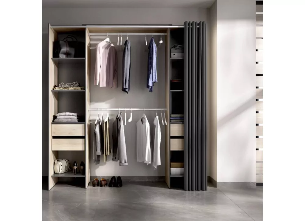 VESTIDOR ARMARIO CON 4 CAJONES Y CORTINA DUAL VESTIDOR ARMARIO CON 4 CAJONES Y CORTINA DUAL