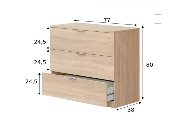 Cómoda de tres cajones COVA