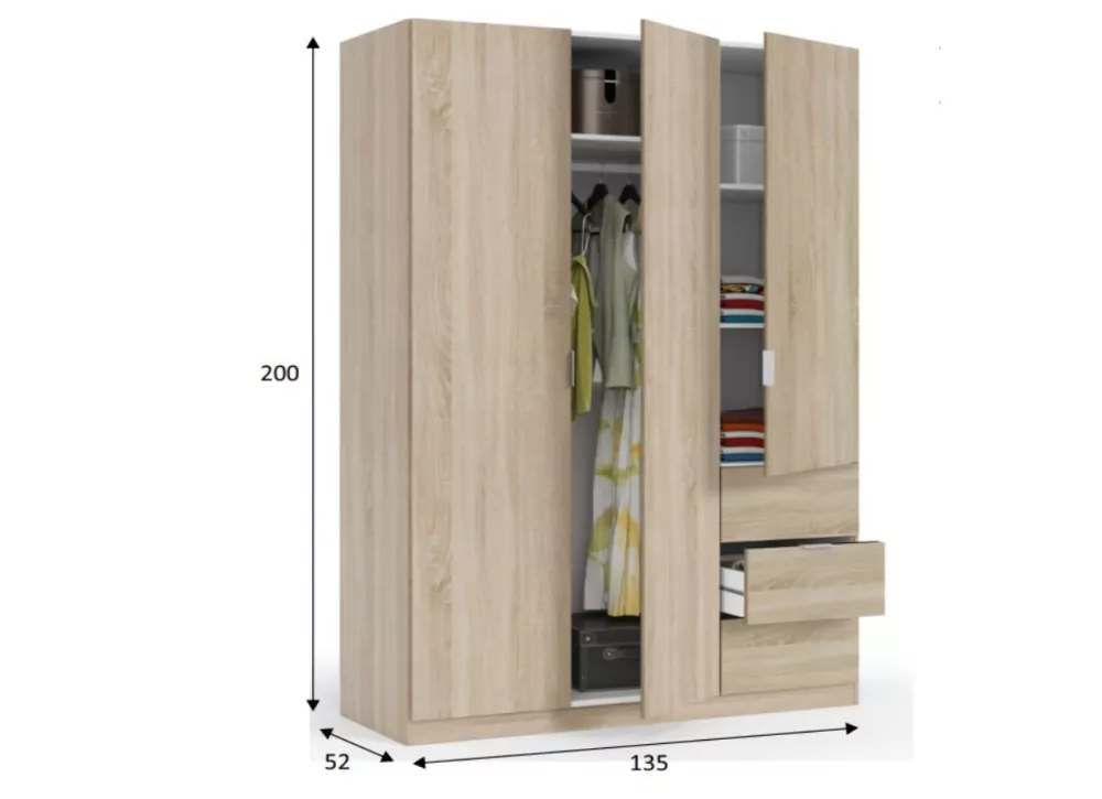 ARMÁRIO 3 PORTAS 3 CAIXOTES