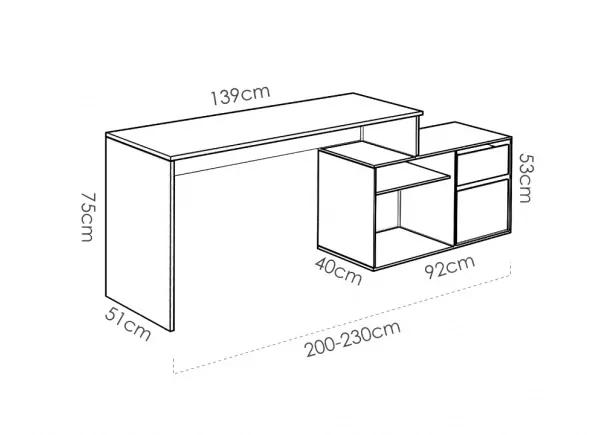 Mesa de estudio en ángulo STUART