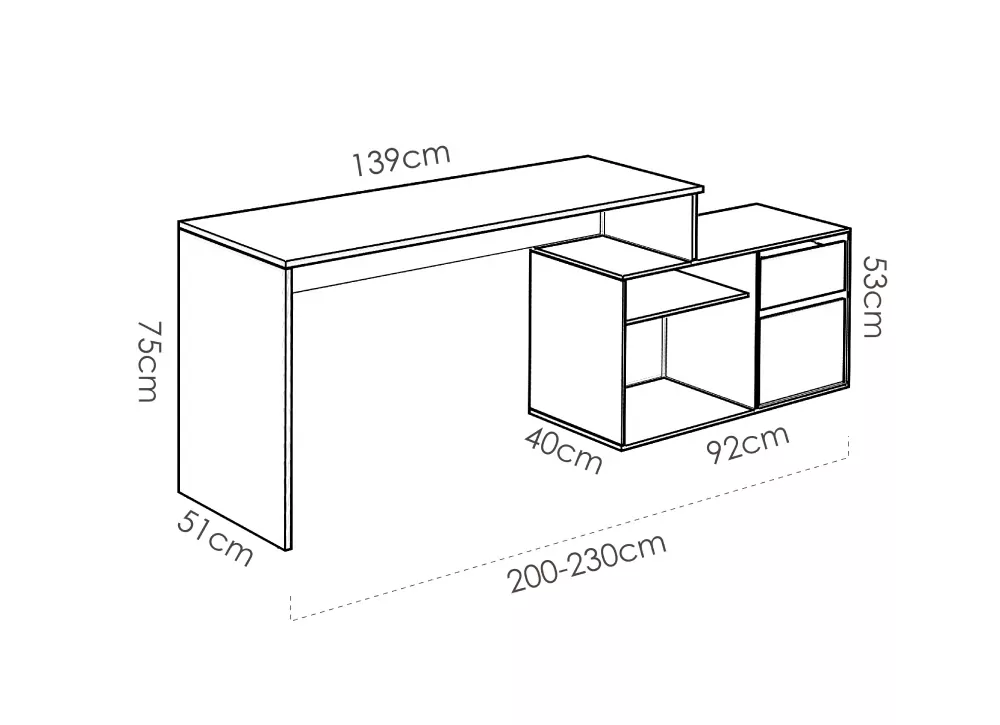 Mesa de estudio en ángulo STUART