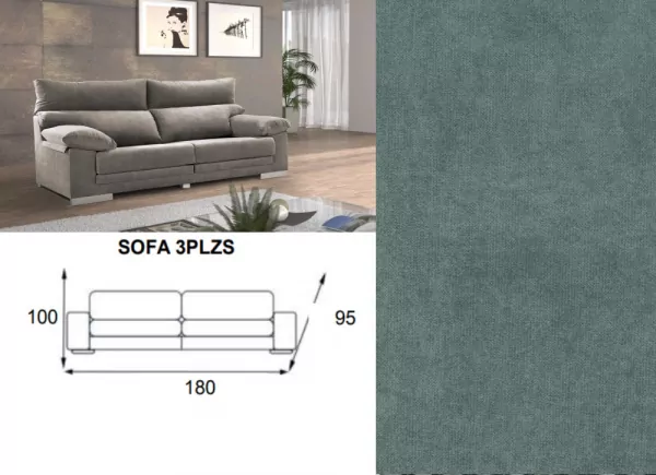 Sofá 3 lugares assentos extensíveis GAUDI