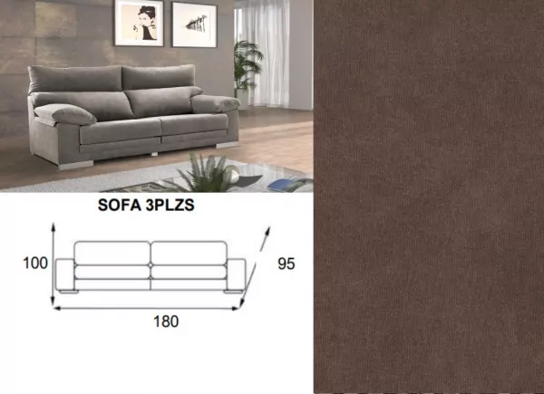 Sofá 3 plazas asientos extensibles GAUDI