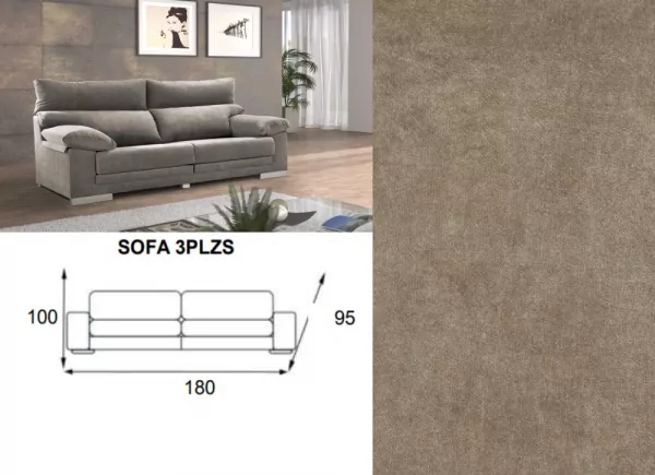 Sofá 3 lugares assentos extensíveis GAUDI