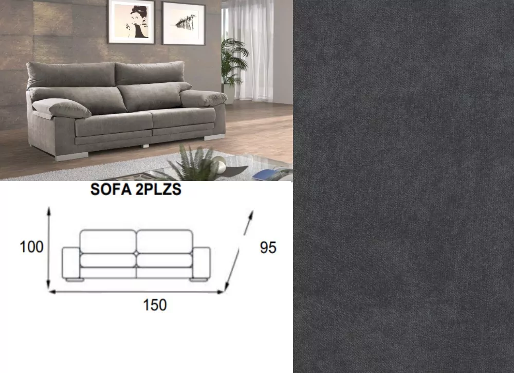 Sofá 2 plazas asientos extensibles GAUDI