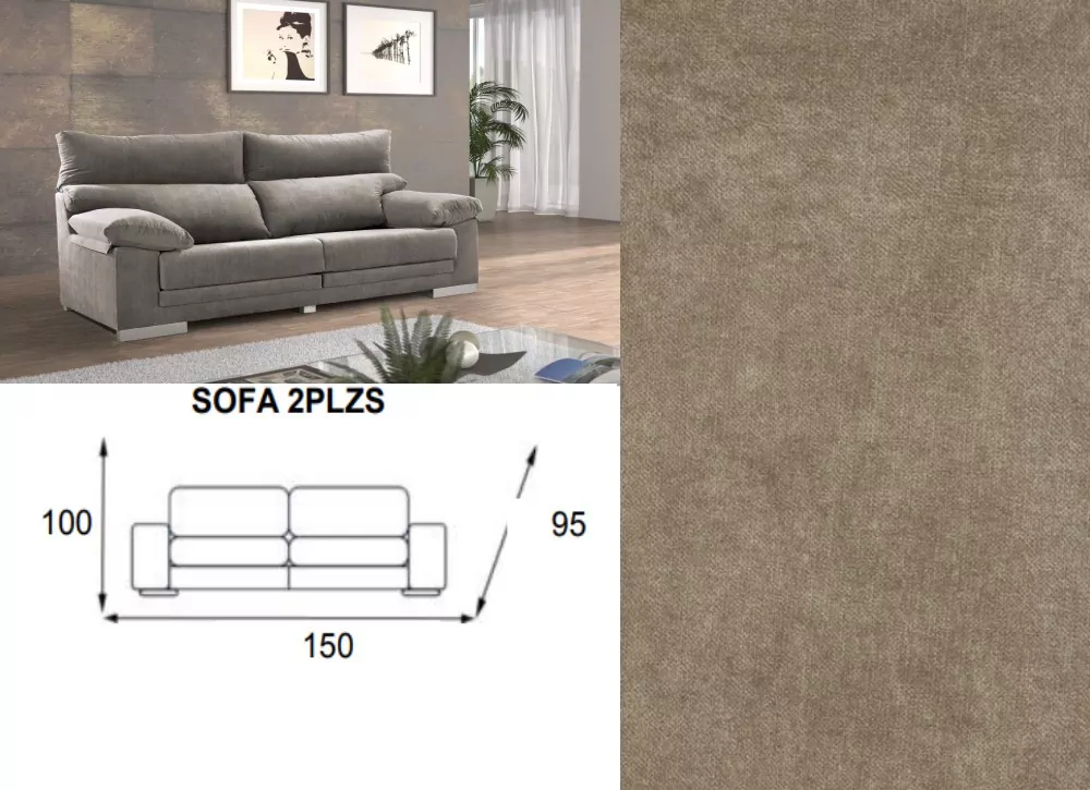 Sofá 2 plazas asientos extensibles GAUDI