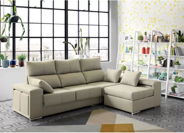 Sofá com divisória e chaise longue LEEDS Sofá com divisória e chaise longue LEEDS