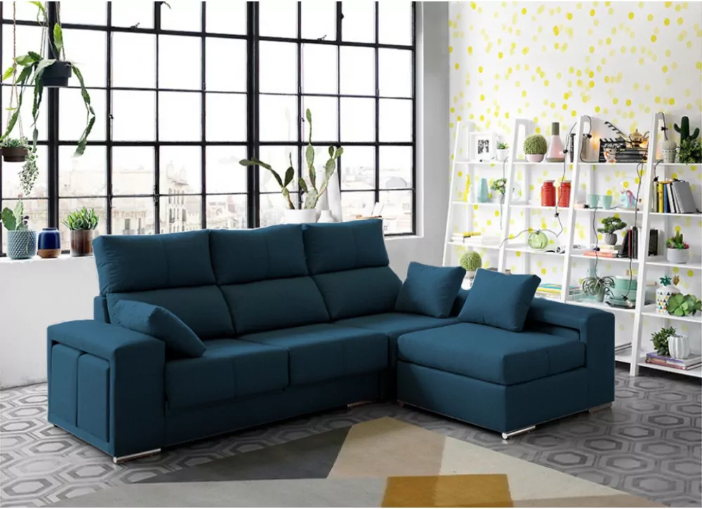 Sofá com divisória e chaise longue LEEDS Sofá com divisória e chaise longue LEEDS