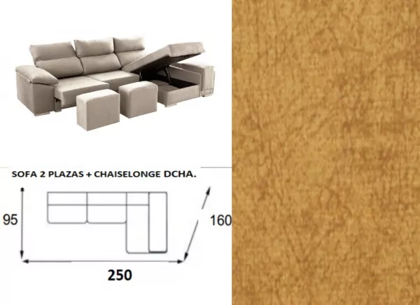 Chaise longue arcon abatible de 250 TEMPO