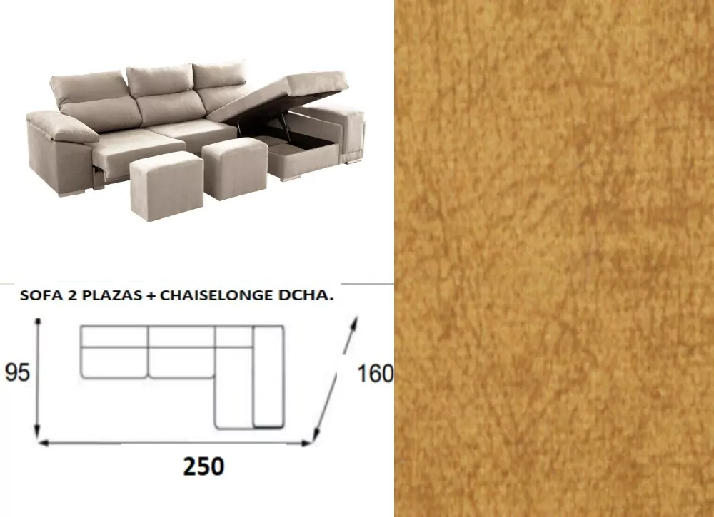 Chaise longue arcon abatible de 250 TEMPO