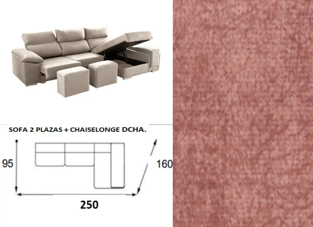 Chaise longue arcon abatible de 250 TEMPO