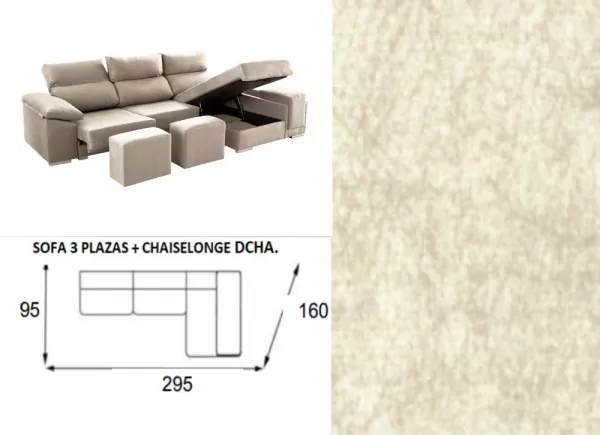 Chaise longue arcon abatible de 295 TEMPO