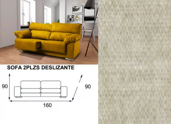 Sofá 2 plazas deslizante y reclinable LUGO