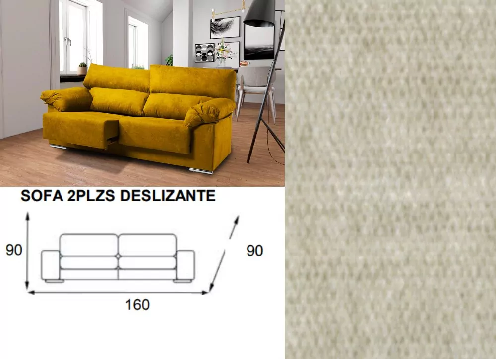 Sofá 2 plazas deslizante y reclinable LUGO