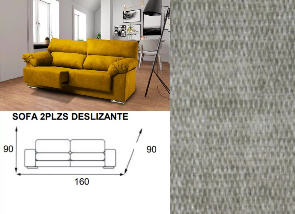 Sofá 2 plazas deslizante y reclinable LUGO