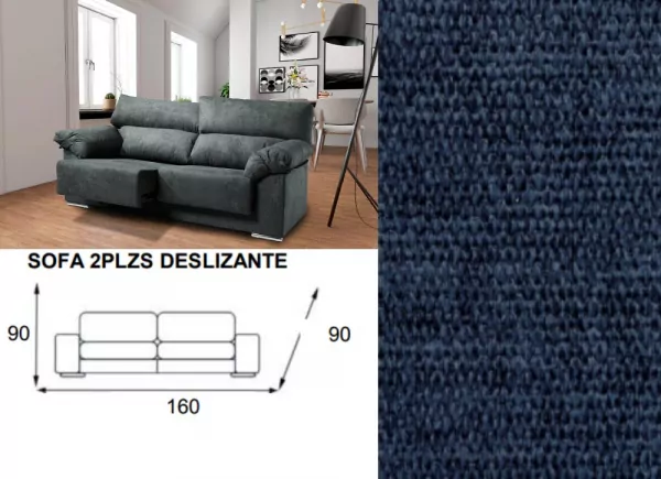Sofá 2 plazas deslizante y reclinable LUGO Sofá 2 plazas deslizante y reclinable LUGO