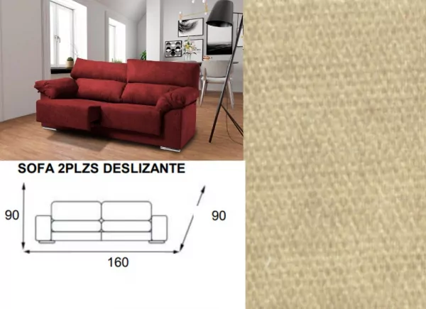 Sofá 2 plazas deslizante y reclinable LUGO