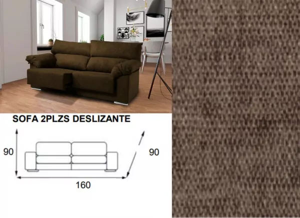 SOFÁ 2 PLAZAS DESLIZANTE Y RECLINABLE LUGO