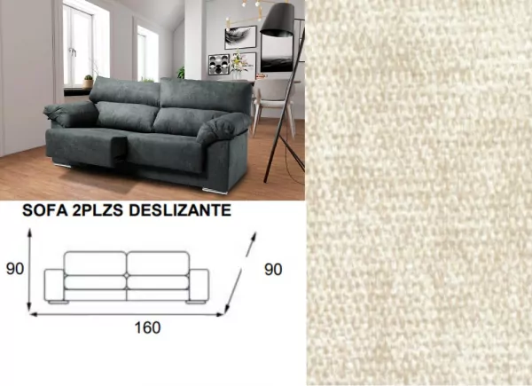 Sofá 2 plazas deslizante y reclinable LUGO