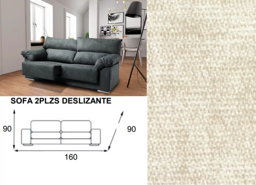 Sofá 2 plazas deslizante y reclinable LUGO