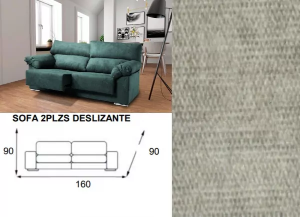 Sofá 2 plazas deslizante y reclinable LUGO
