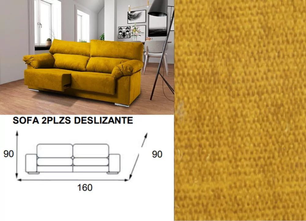 Sofá 2 plazas deslizante y reclinable LUGO