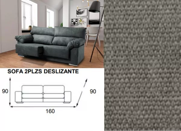 Sofá 2 plazas deslizante y reclinable LUGO Sofá 2 plazas deslizante y reclinable LUGO