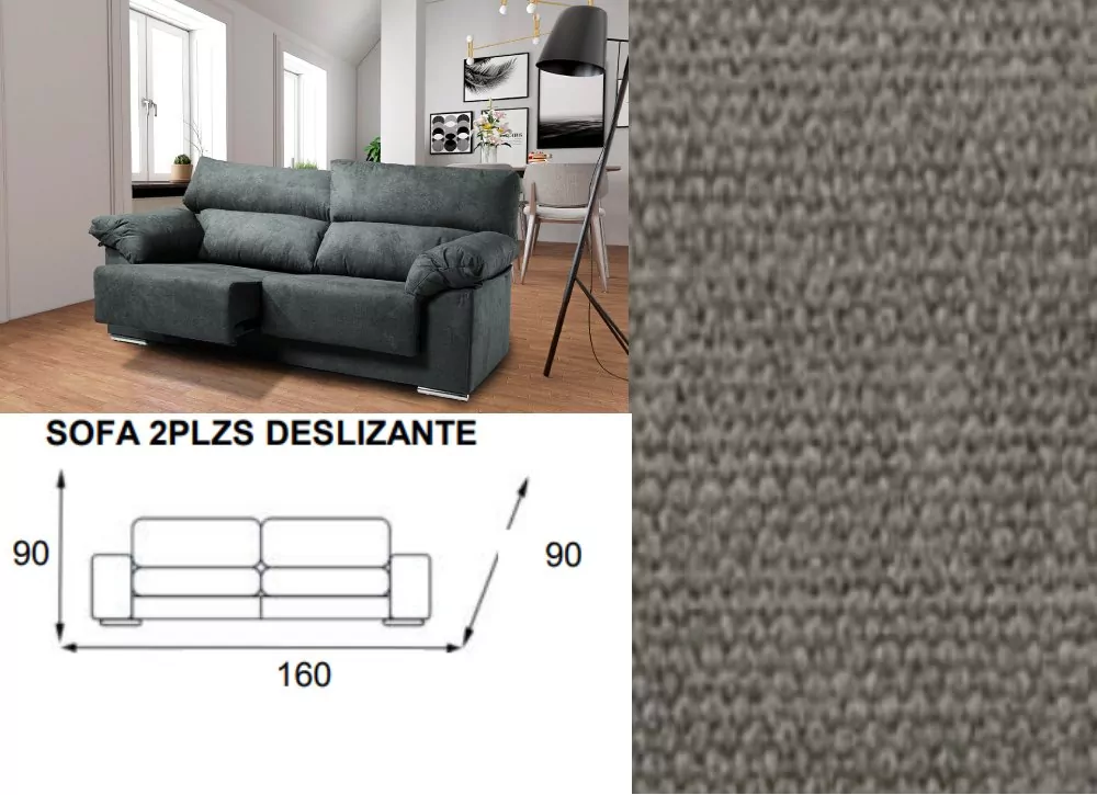 Sofá 2 plazas deslizante y reclinable LUGO Sofá 2 plazas deslizante y reclinable LUGO