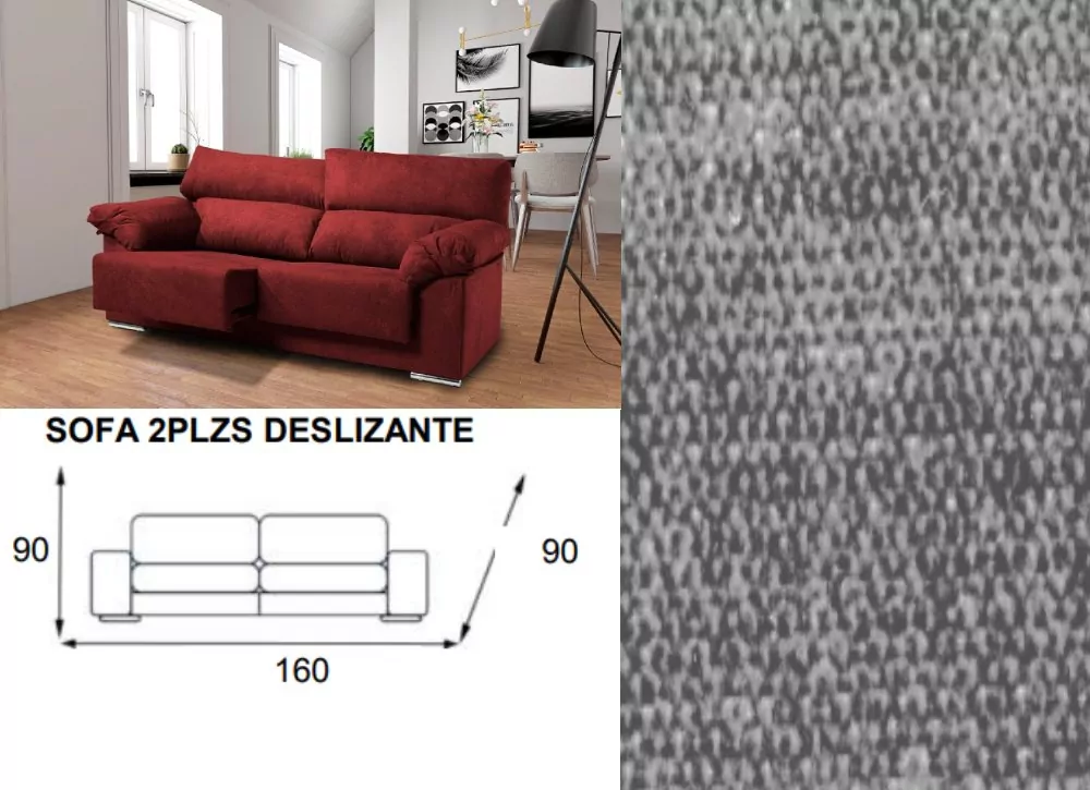 Sofá 2 plazas deslizante y reclinable LUGO