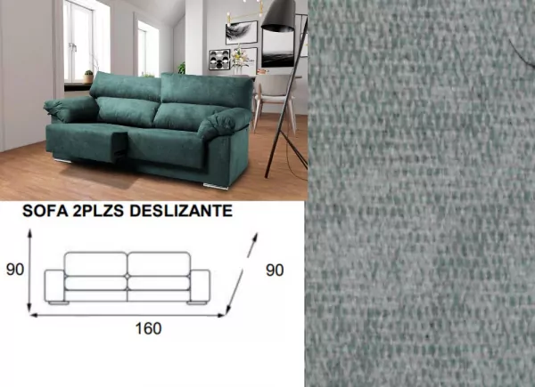 Sofá 2 plazas deslizante y reclinable LUGO