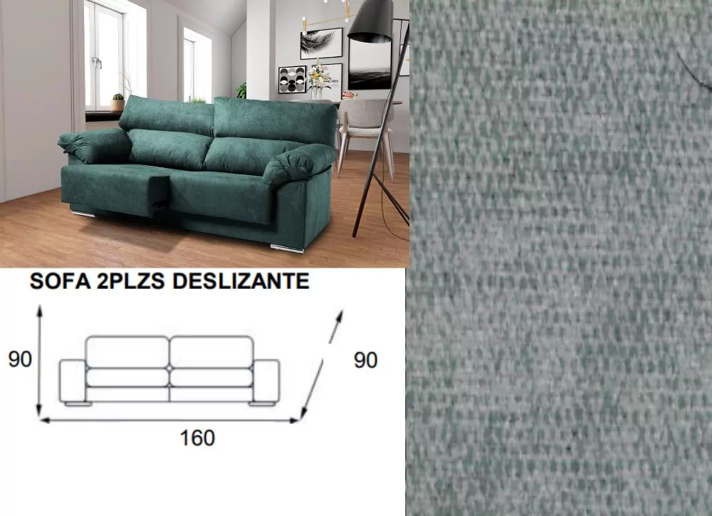 Sofá 2 plazas deslizante y reclinable LUGO