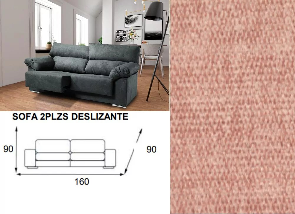 Sofá 2 plazas deslizante y reclinable LUGO Sofá 2 plazas deslizante y reclinable LUGO