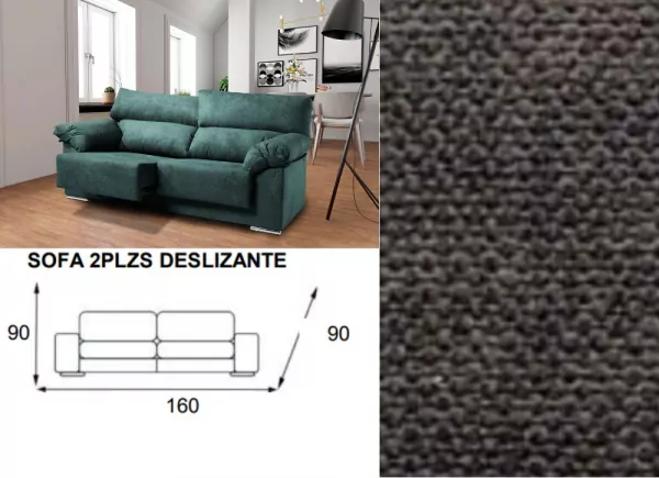 Sofá 2 plazas deslizante y reclinable LUGO Sofá 2 plazas deslizante y reclinable LUGO