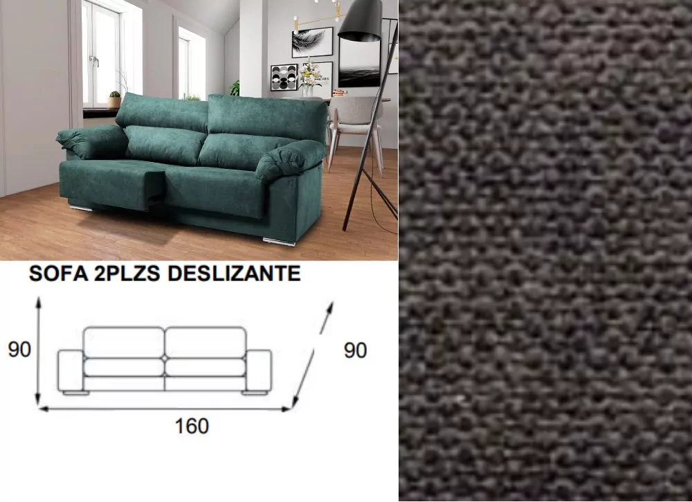 Sofá 2 plazas deslizante y reclinable LUGO Sofá 2 plazas deslizante y reclinable LUGO