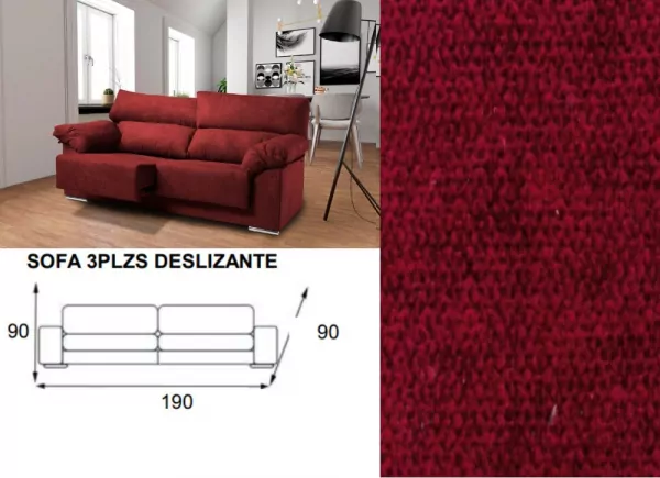 Sofá de 3 lugares deslizante e reclinável LUGO Sofá de 3 lugares deslizante e reclinável LUGO