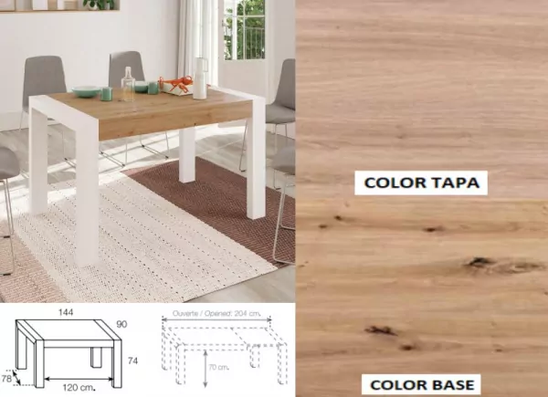 Mesa de jantar extensível com pés deslizantes ATLANTIS