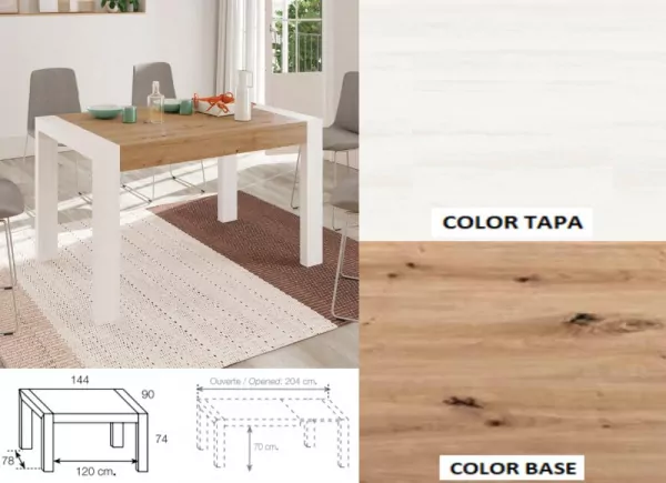 Mesa de comedor extensible pie desplazable ATLANTIS